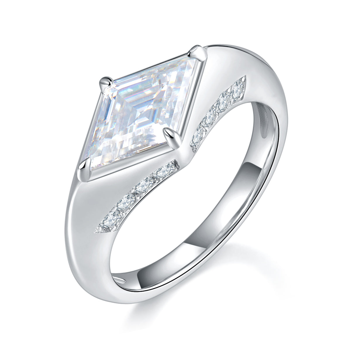 S925 Argent 2.2g Kite Couper Moissanite Anneau