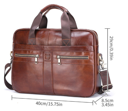 Porte-documents en cuir pour ordinateurs portables fabriqués à partir de sac d'affaires professionnel Cowhide plein grain