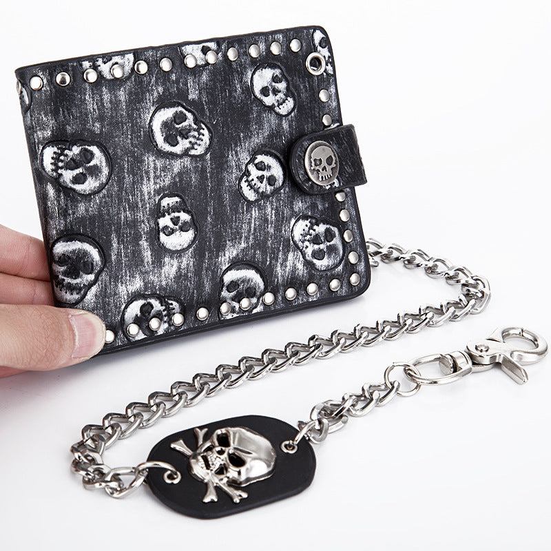Punk Rock Portefeuille Crâne Chaîne antivol