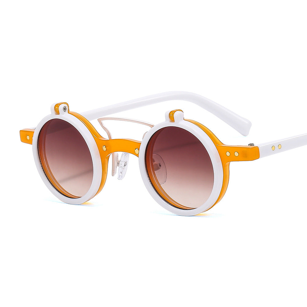 Lunettes de soleil Flip double couche à cadre rond