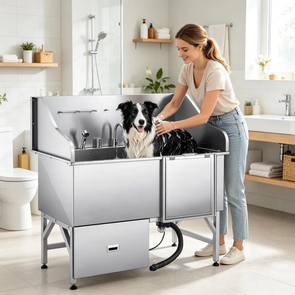 Station de lavage des chiens en acier inoxydable