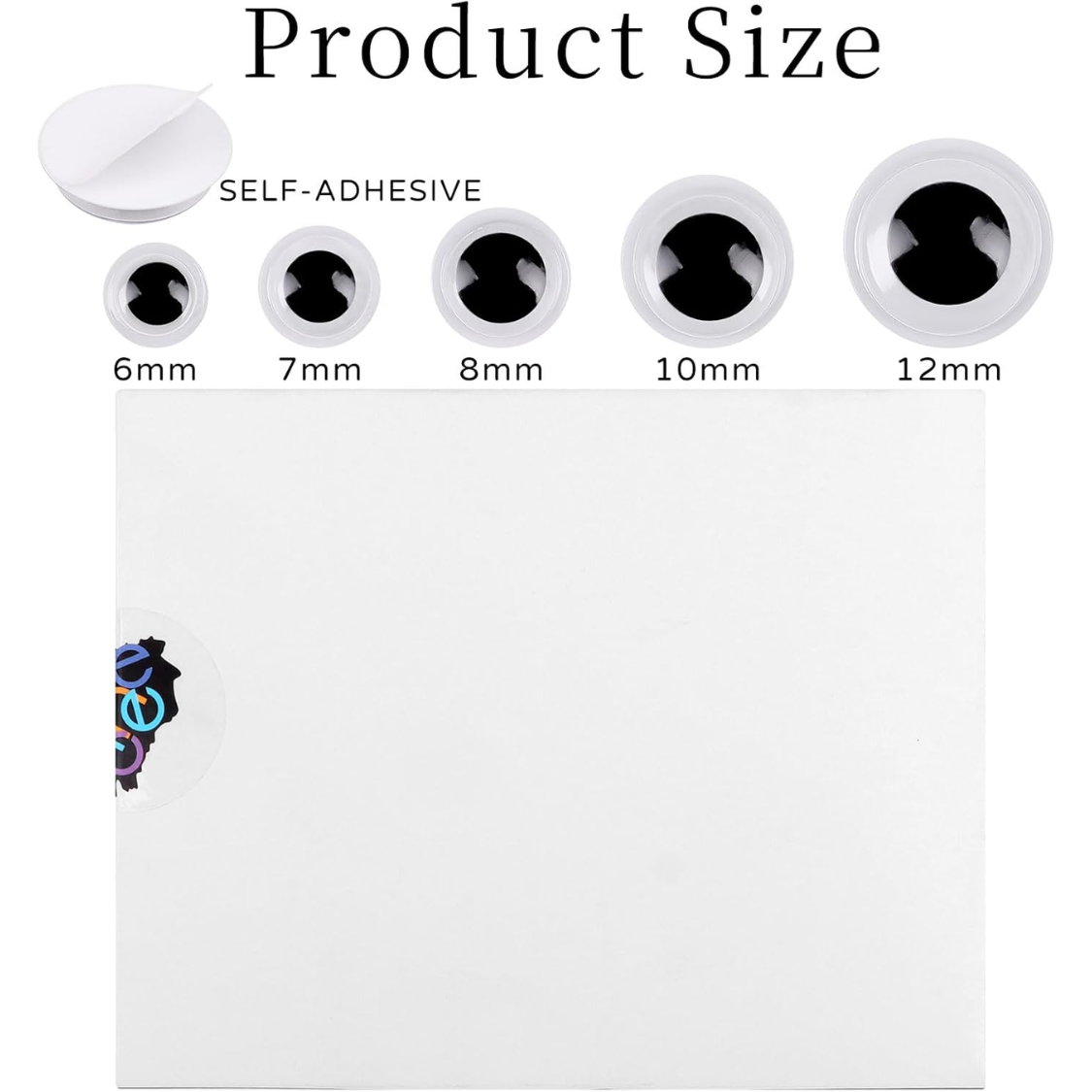DECORA 500 pièces 6mm 12mm noir Perruques yeux googles avec auto-adhésif pour artisanat Decorati