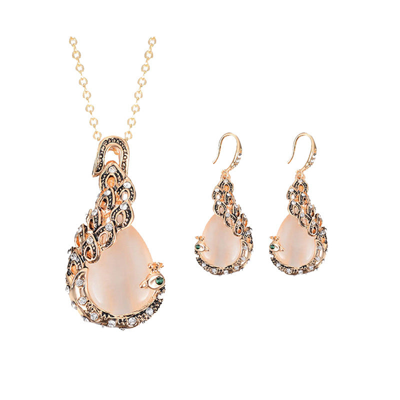 Bijoux de mariée Peacock Gem Collier Boucles d'oreilles