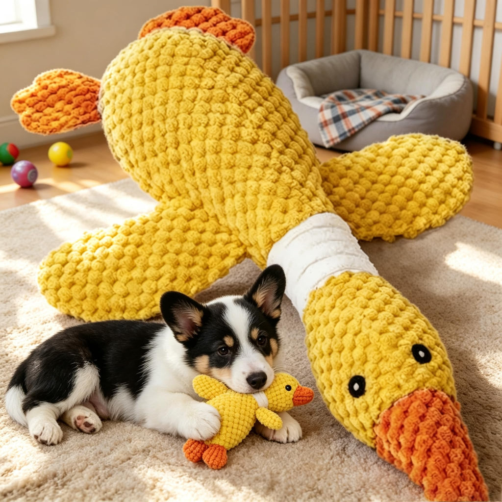 Jouets de chien de canard pour les brochettes agressives - Fun Crinkle Squeaky Plush Jouets de chien de chien le meilleur canard P