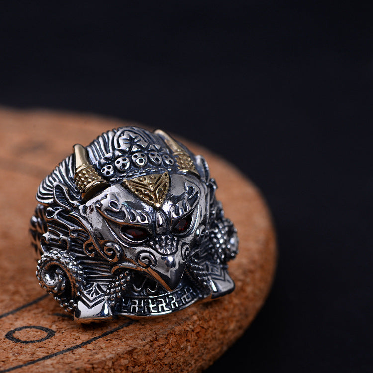 S925 Silver Vintage Anneau pour hommes réglable et tendance