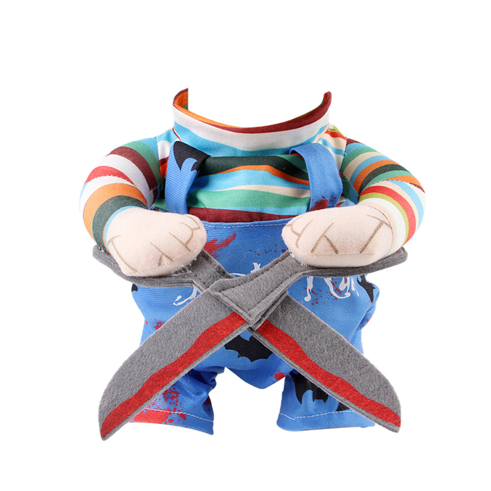 Costume d'Halloween pour animaux de compagnie Cat Funny Outfit with Ajustable Straps Scissor Shaped Suit Cosplay