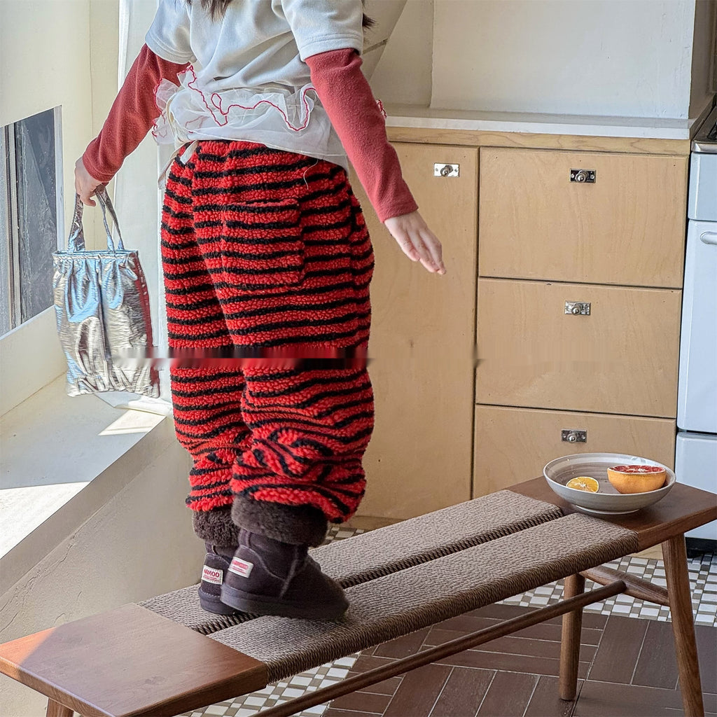 Pantalon de coton doublé de polaire pour enfants pour l'hiver