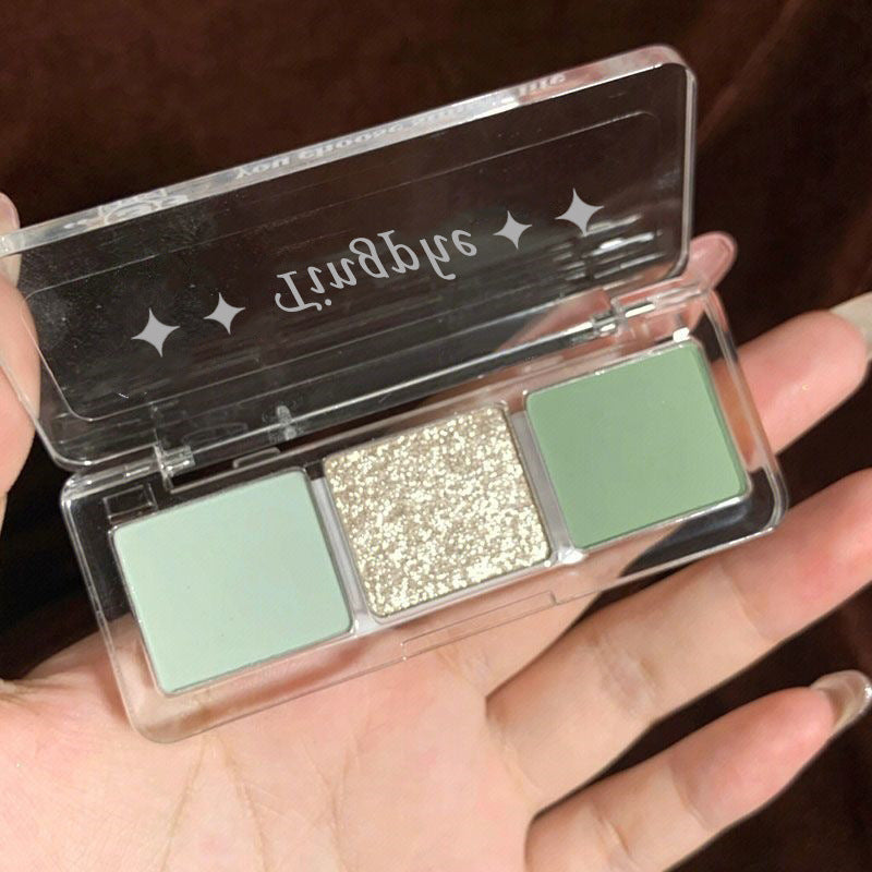 Tri-couleur vert Eyeshadow Matte Pearly et fin Shimmer