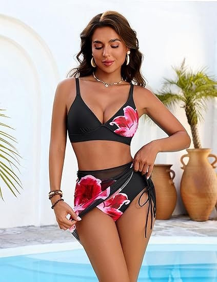 Maillot de bain imprimé trois pièces pour femmes Bikini de style imprimé