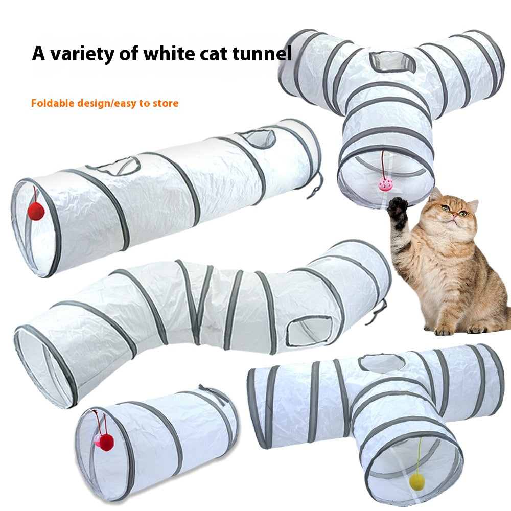 White Cat Tunnel Rolling Dragon Pet Toy Fournitures