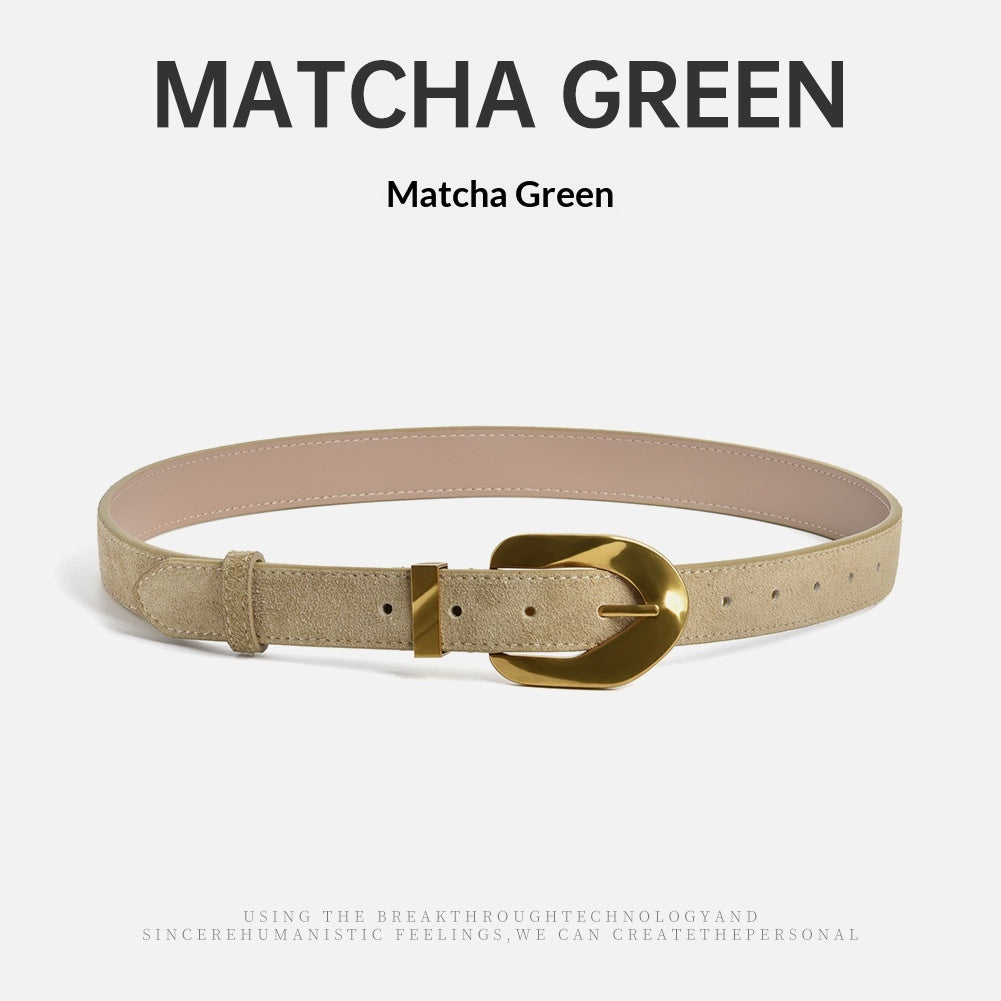 Matte Cowhide Vintage Ladies Boucle d'Or Ceinture