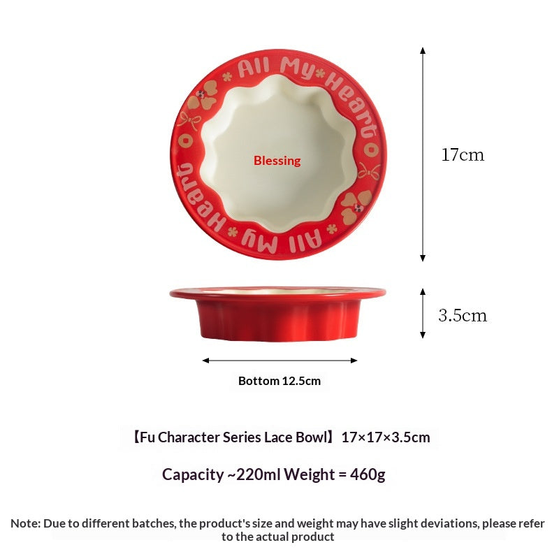 Lacy Ceramic Fu Pet Bowl