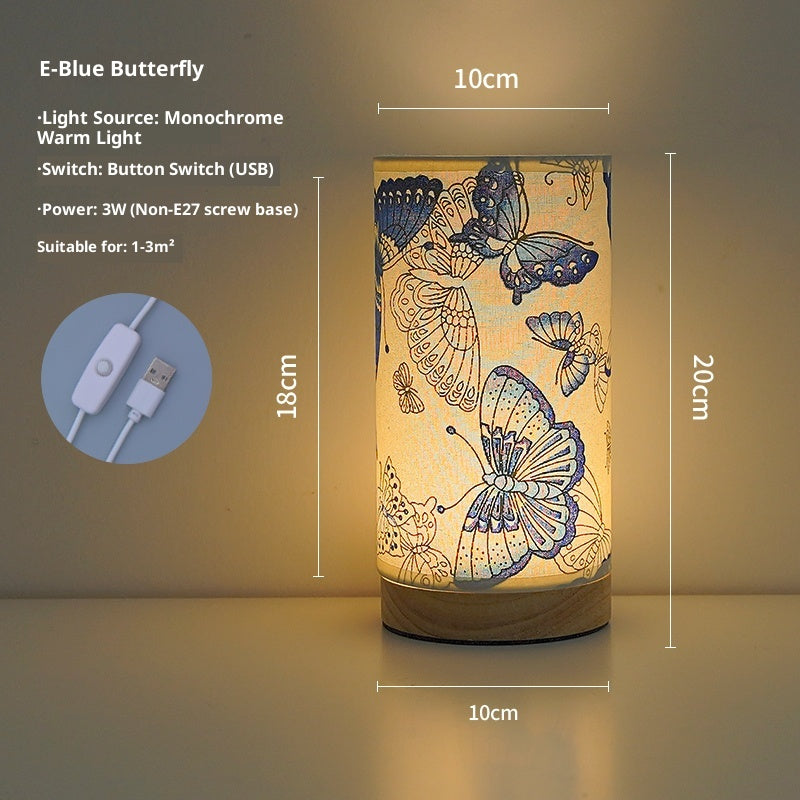 Creative Floral lampe de table tissu étude chambre dormir côté lit lampe atmosphère Remote Co