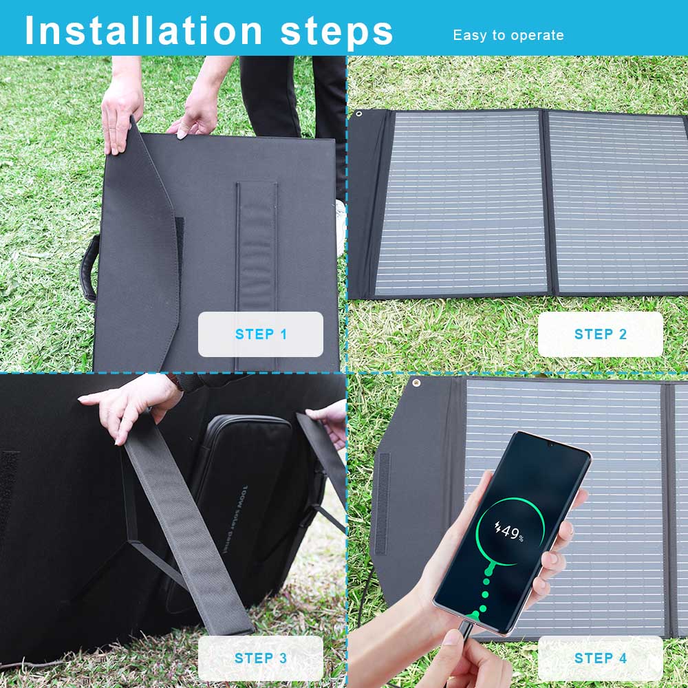 Chargeur de panneau solaire pliable Watt pour centrale électrique