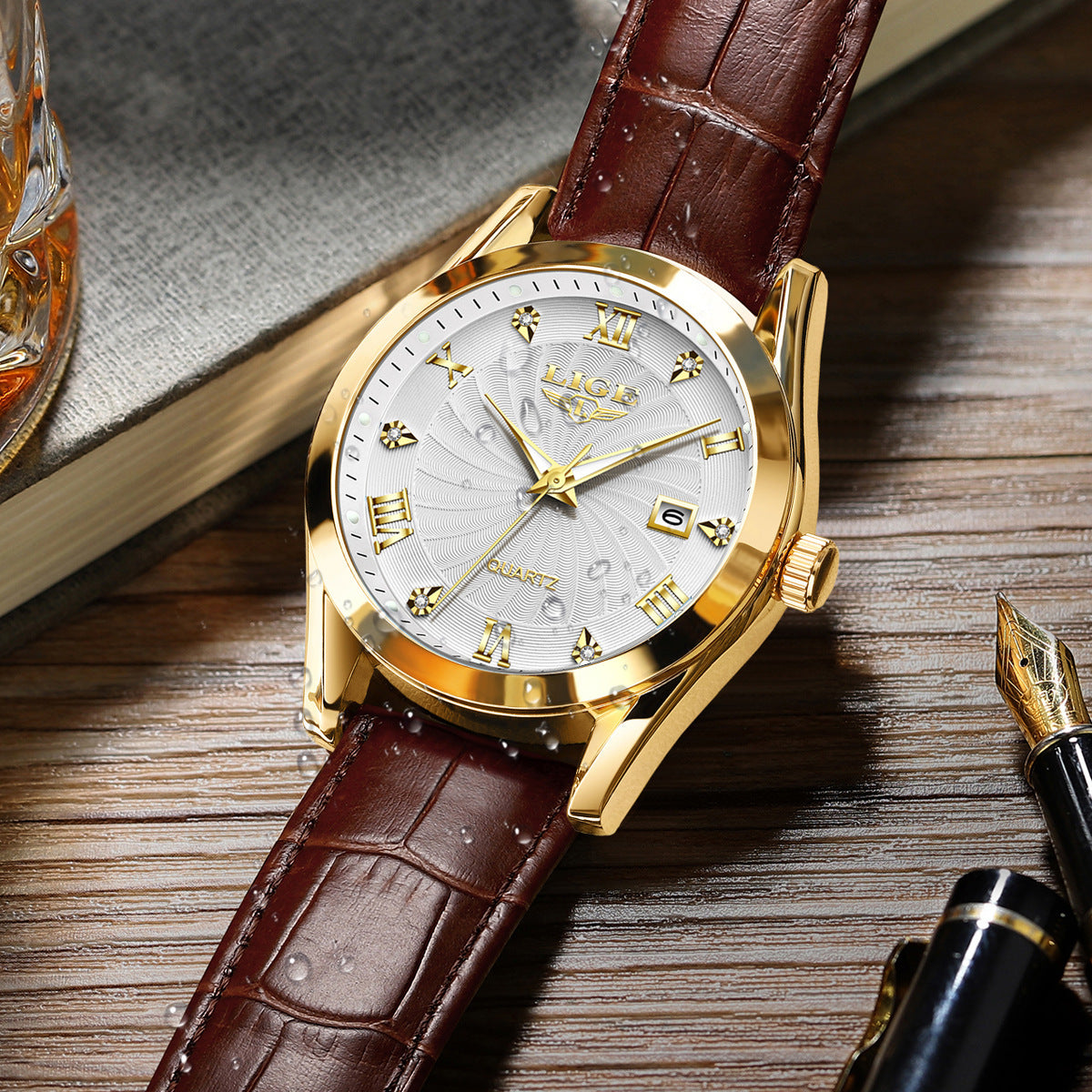 Men's Mid-Age and Elderly Fashionable Simple Waterproof Watch