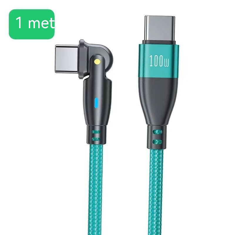 PD100W Ligne 180 Degree Rotating Type-c Applicable Notebook Elbow 5A Câble de recharge