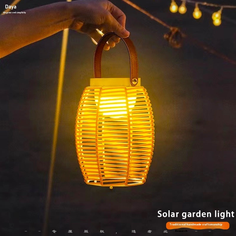 Décoration de jardin solaire Bamboo Woven bougie lumières