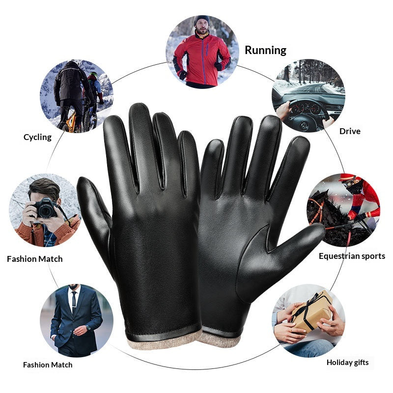 Gants en cuir résistant à l'eau et au vent pour hommes