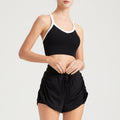 Women Side Cinch Ruched Layer Look Shorts For Yoga Running Fitness