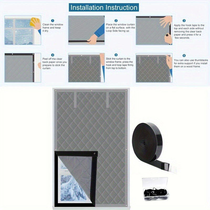 Magnetic Cotton Roll-Up Insulated Door Curtain