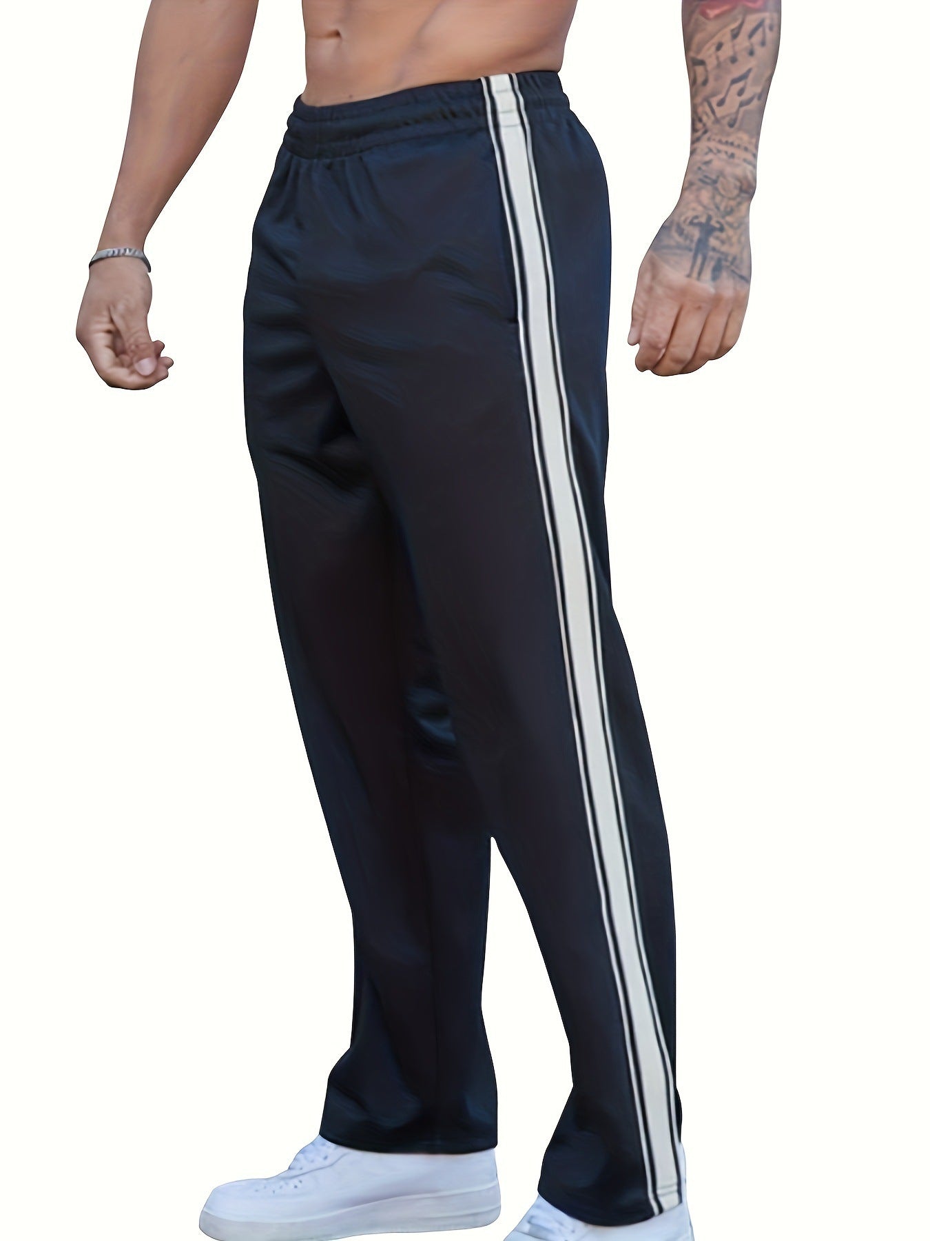 Independent Brand European and American Men's Pearl Cotton Twill Casual Sports Side Stripe