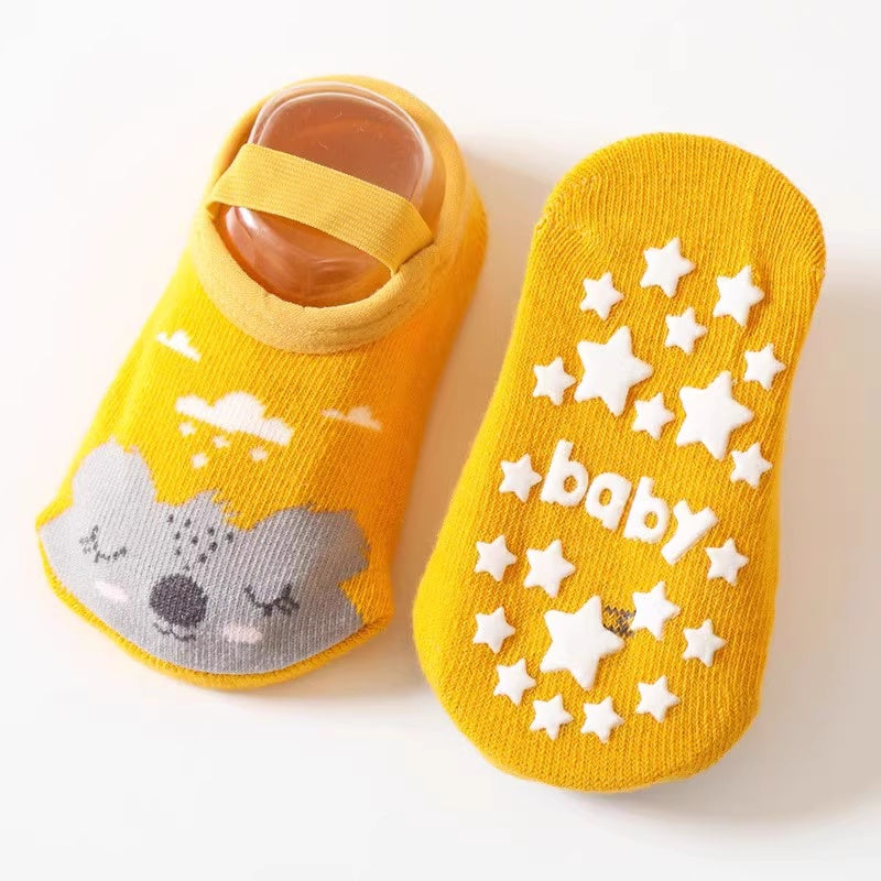 Chaussettes de coton antidérapantes imprimées mignons pour nourrissons et jeunes enfants