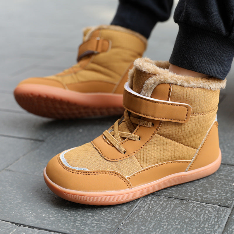 Haut-top pour les enfants avec velours épais large orteil coton rembourré Chaussures en plein air Garder la neige chaude