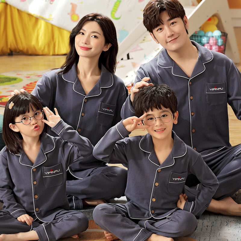 Coton Parent-enfant Pyjama Printemps et Automne Longue Manche Style mince