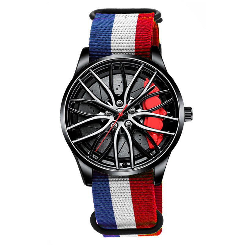 Nylon Roue Hubs Montre Quartz Créative Homme