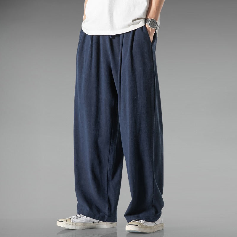 Léger Respirant Été Plus Taille Loose Droite Large Jambe coton et Lin Casual Pa