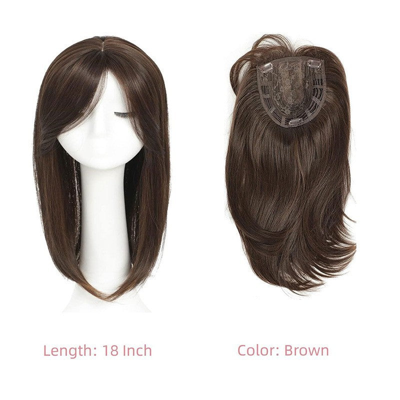 Coiffure longue droite moyenne femme - Coiffure synthétique pour couvrir les racines grises