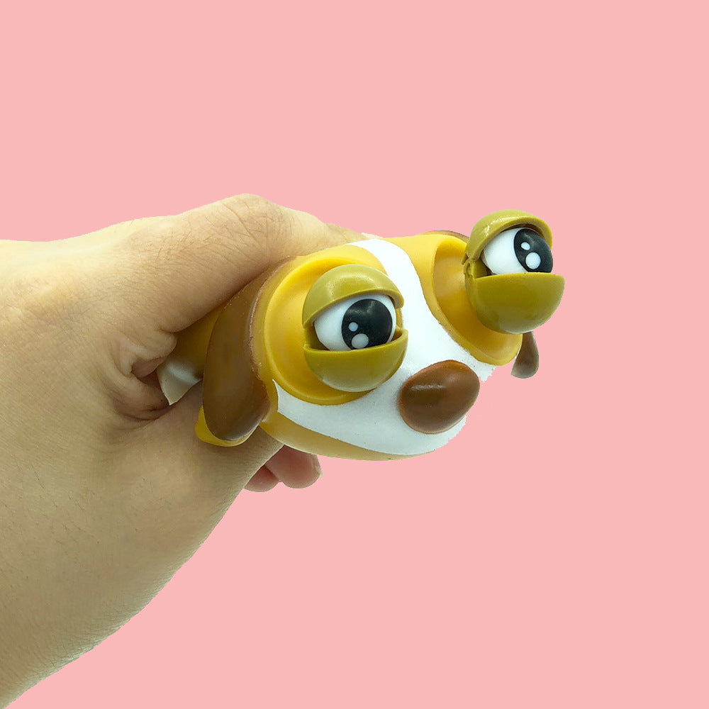 Cute Pet Squishy chien endormi avec des yeux enflammés Stress-Relief Squeeze Jouet pour la libération et Fu
