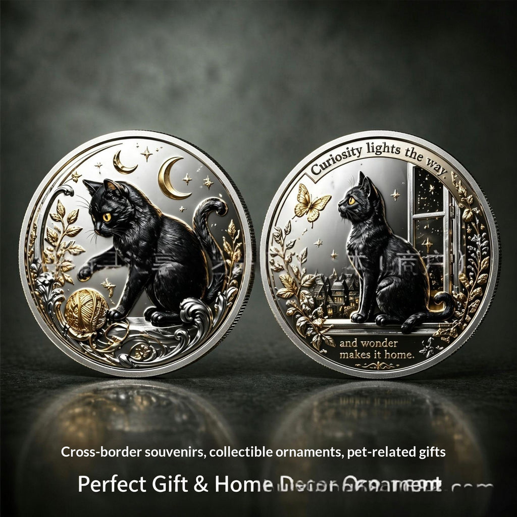 Mystère Black Cat Lunar Phase Relief collectible Commemorative Coin
