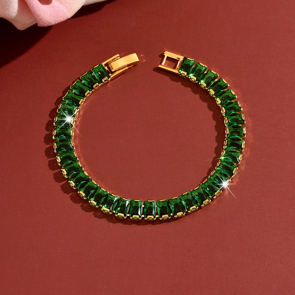 Bracelet de tennis CZ couleur femme Baguette