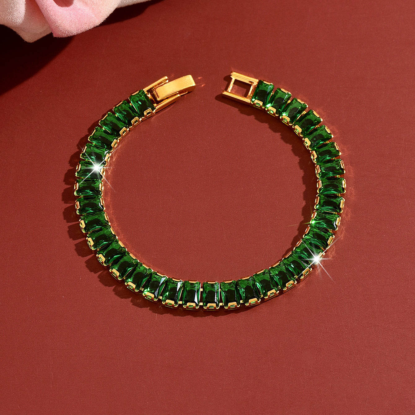 Bracelet de tennis CZ couleur femme Baguette