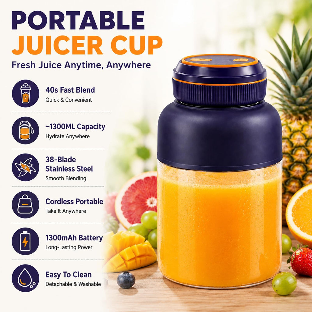 Bouteille de mélangeuse sans fil 1300ml Portable Rechargeable Smoothie