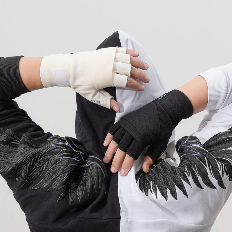 Gants de sport demi-doigts de boxe de fitness pour hommes Bande de bande intégrée