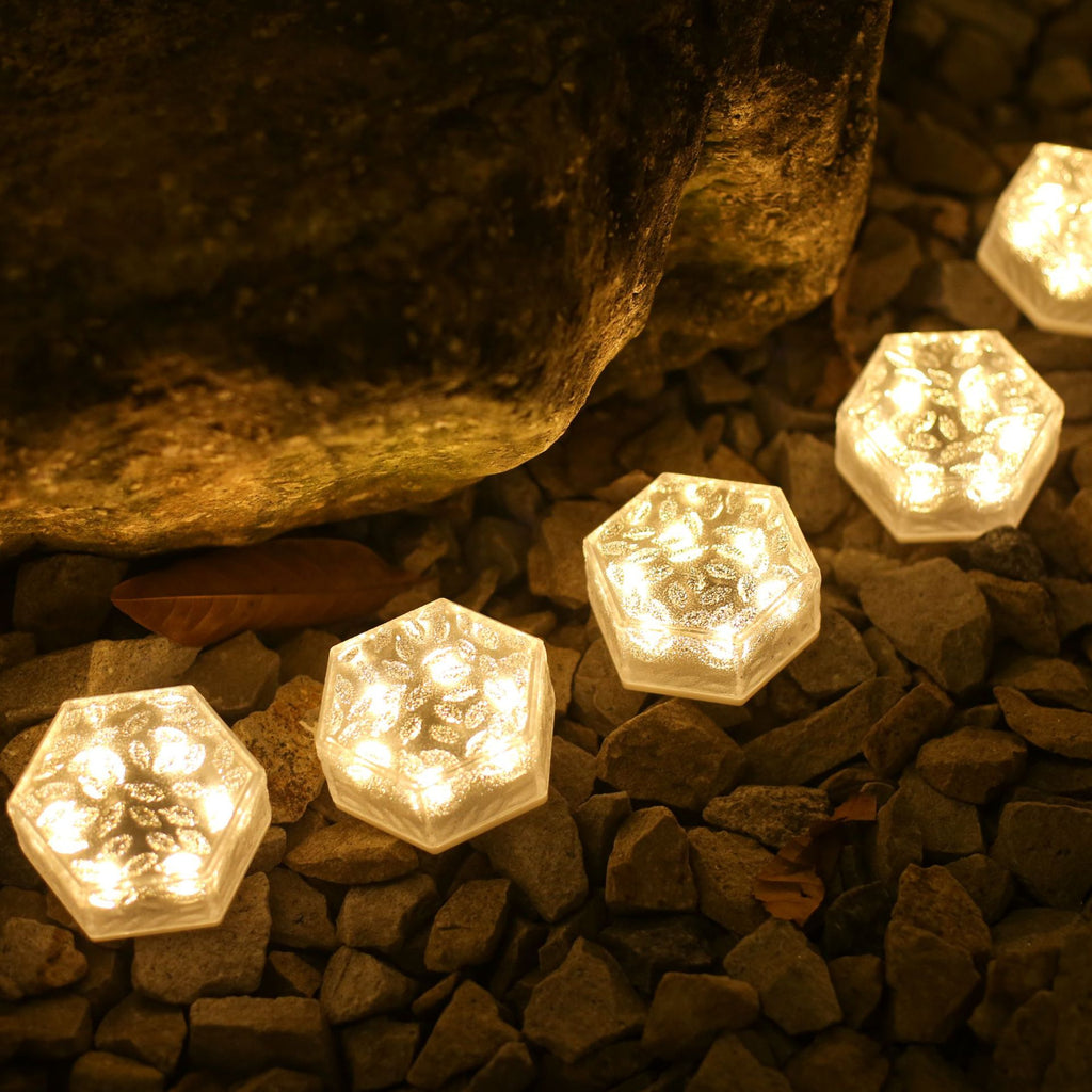 Solar LED Brick lumière extérieure étanche jardin lampe Courtyard Étape atmosphère Hexagonal B