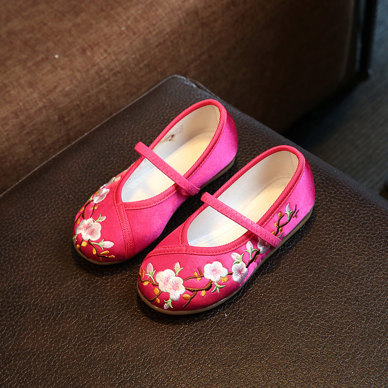 Chaussures de vêtements brodés simples et polyvalentes pour enfants