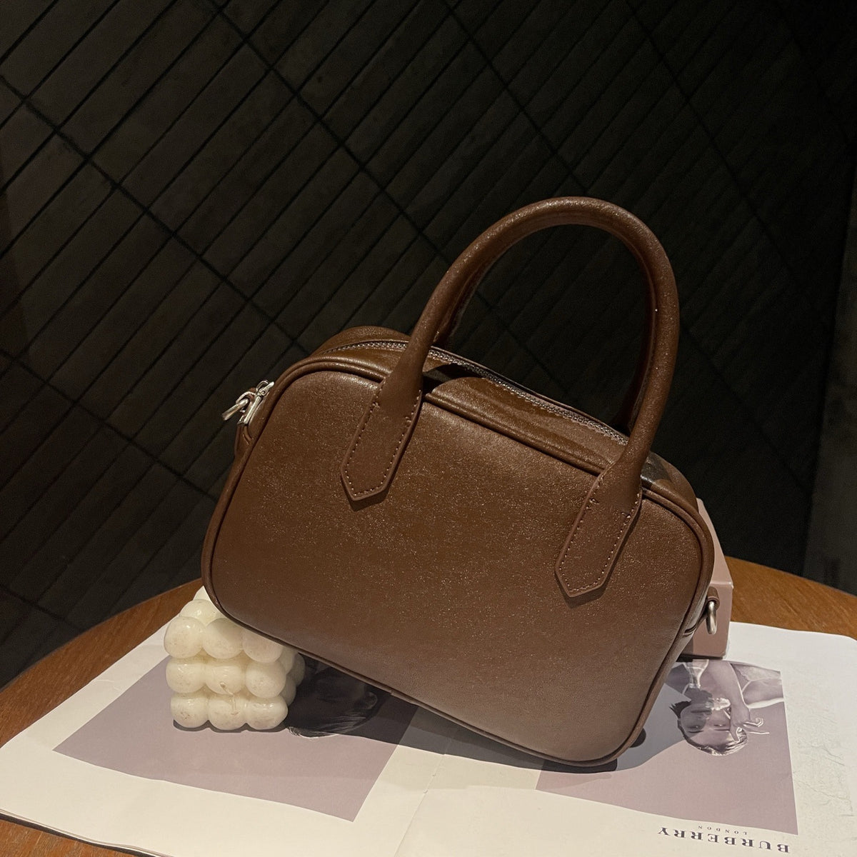Top-grain leather bowling bag