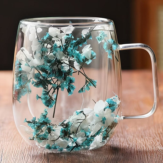 Coupe à café en pétale en verre à double couche haute-borosilicate