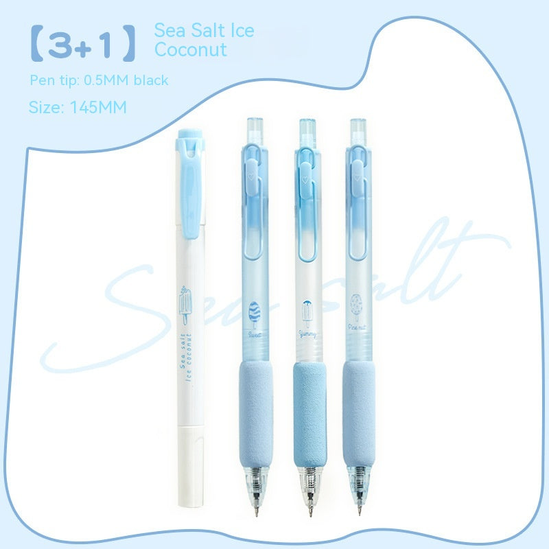 Learning office ice cream sponge press Neutral fluorescent double-headed pen