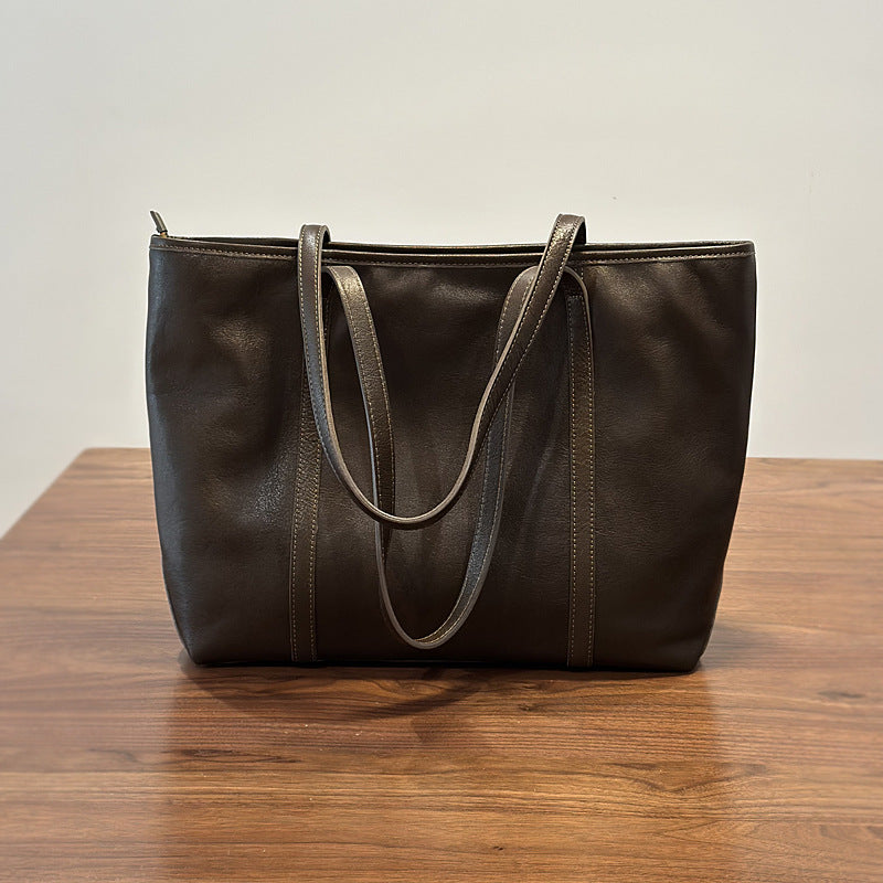 Cowhide Printemps Été Sac à épaule de grande capacité