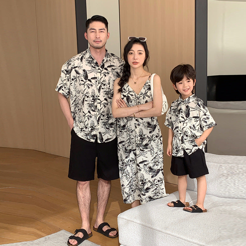 Chemise à manches courtes imprimée de style Resort pour vêtements de plage