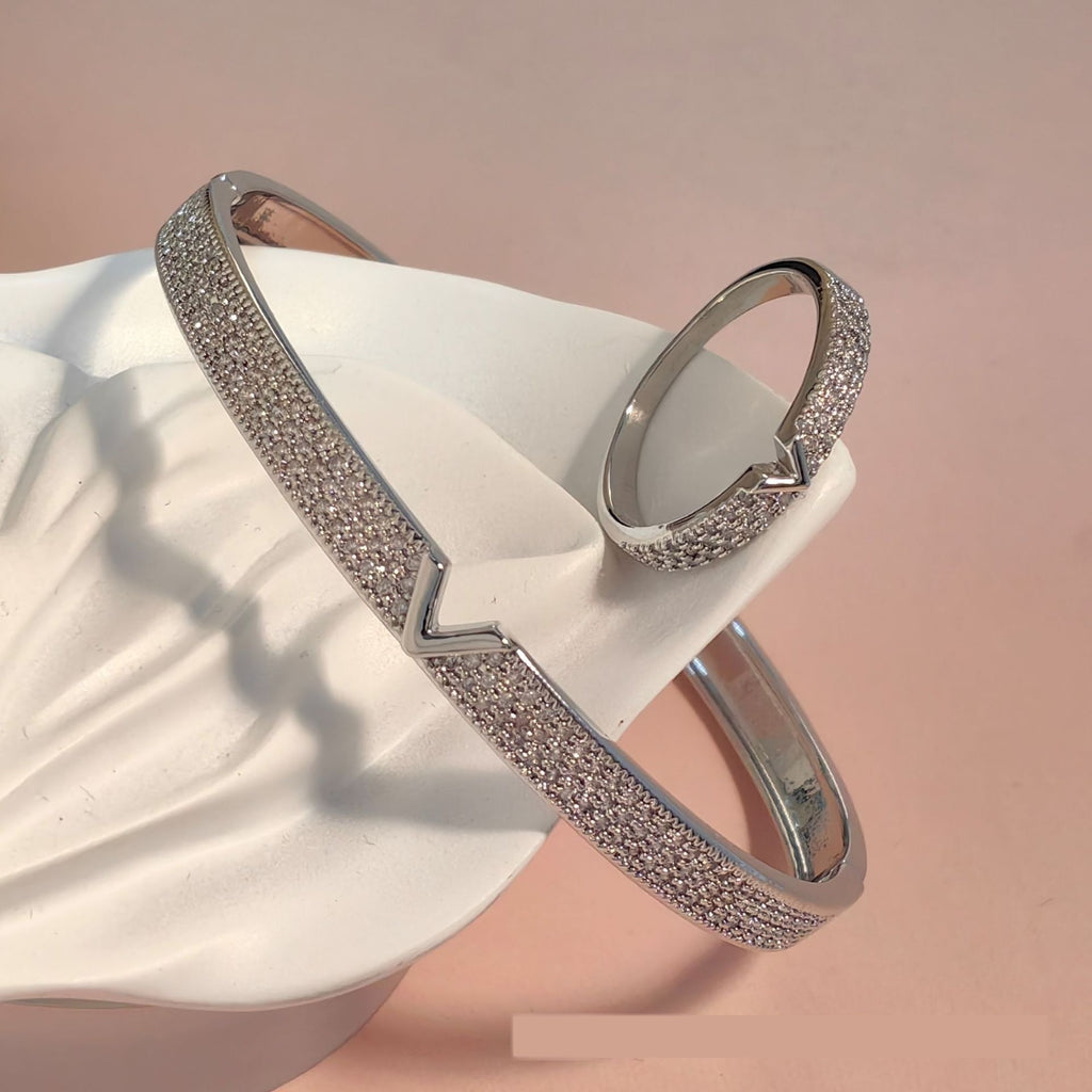 Bracelet en V 18K véritable or plaqué bague
