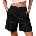 Cross Border Amazon Summer Hot Selling Women's High Waisted Bermuda Cargo Shorts Multi Pocket Elastic Casual Shorts