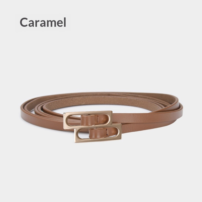Ceinture en cuir casual rétro pour femmes avec double boucle