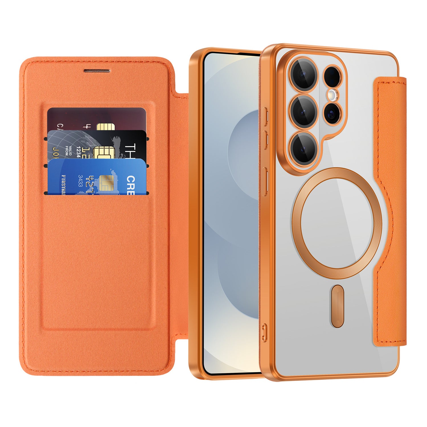 Étui de téléphone de protection anti-dérapante en cuir magnétique