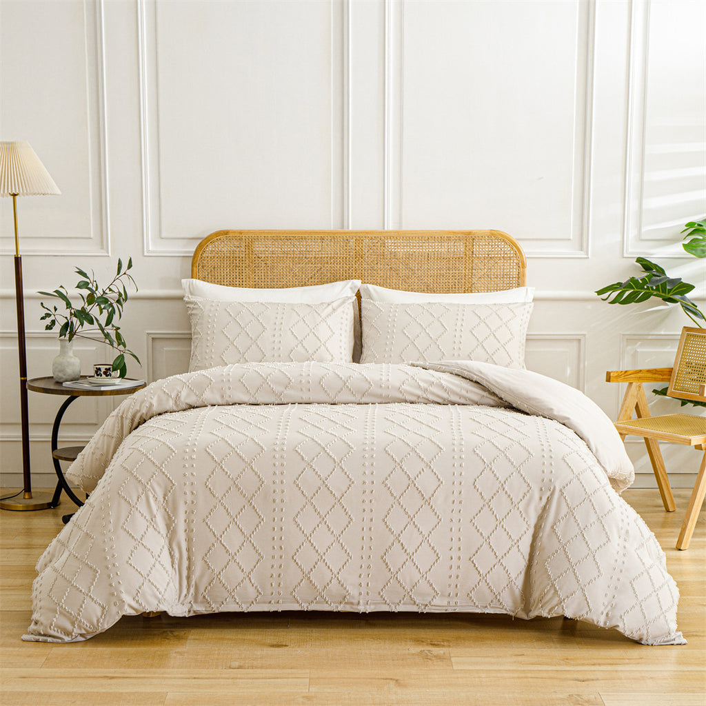 Fournitures européennes et américaines Cut Flower Tufted Plain Quilt Set