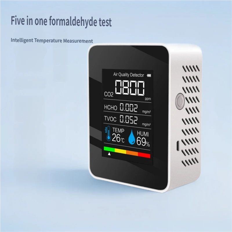 Détecteur de formaldéhyde noir Testeur multifonctionnel de la qualité de l'air CO2 TVOC Température Humidi